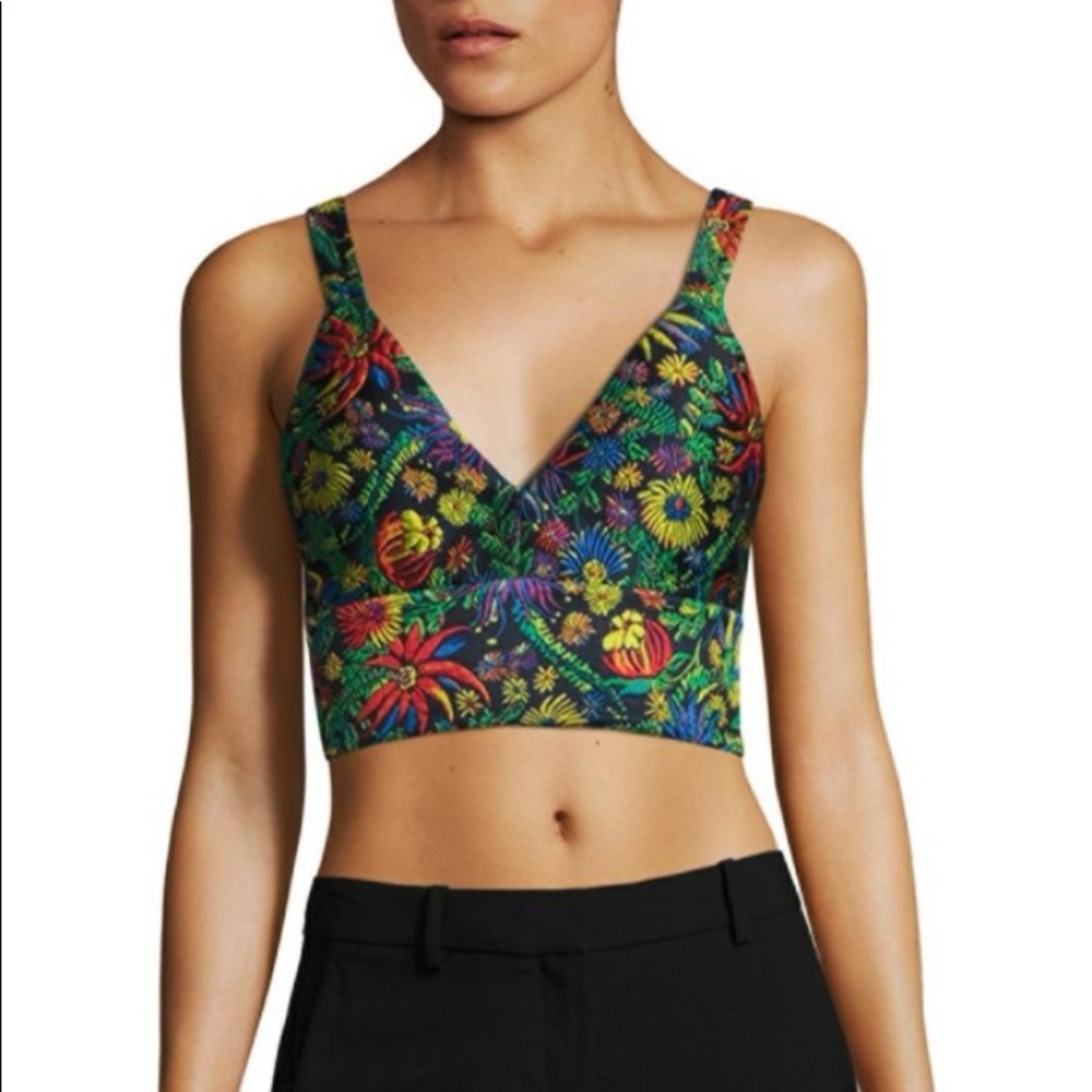 [SOLD] 3.1 Philip Lim Green Floral Patchwork Bra Top - 0